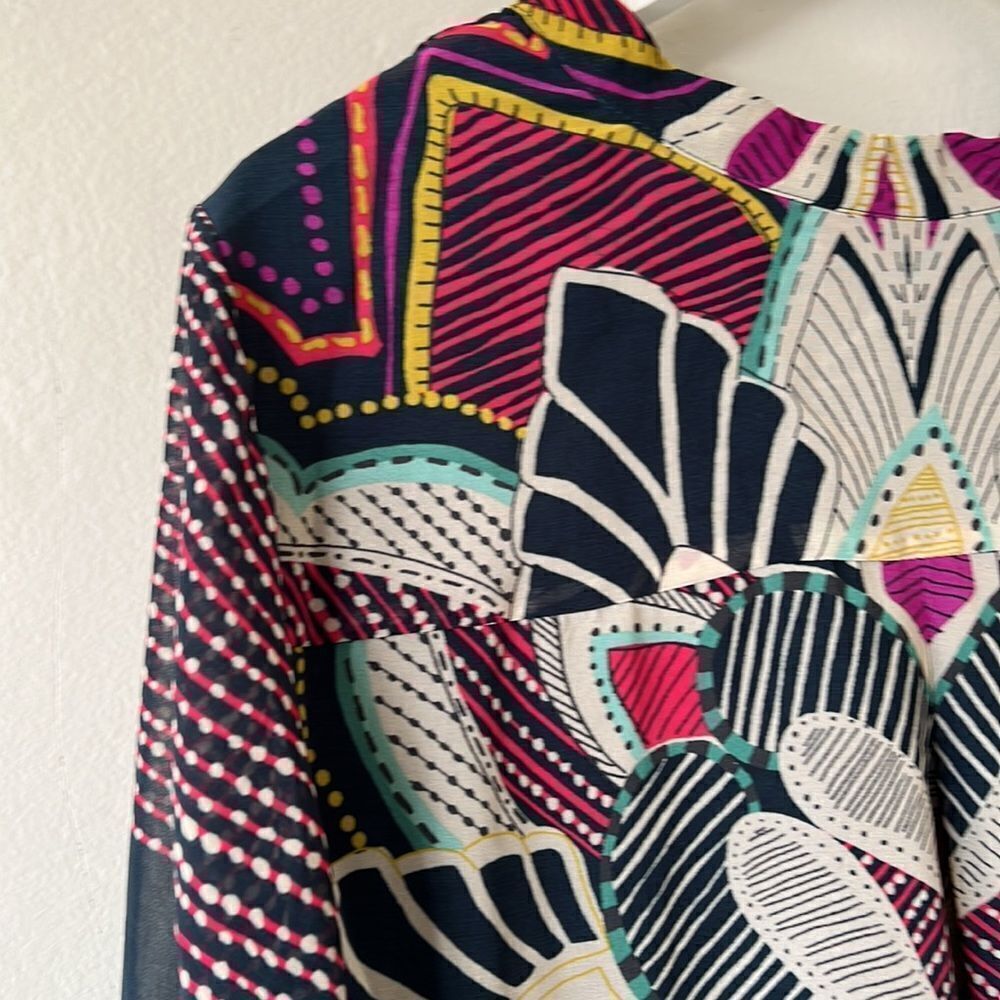 TJ Collection Women Blue Long Sleeve Blouse - Picture 7 of 11